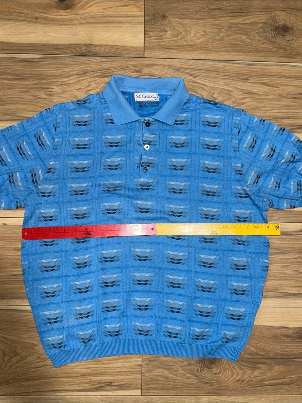 St. Croix Polo Shirt Mens XL Knits Cotton Tencel Textured Stripe Vintage Blue
